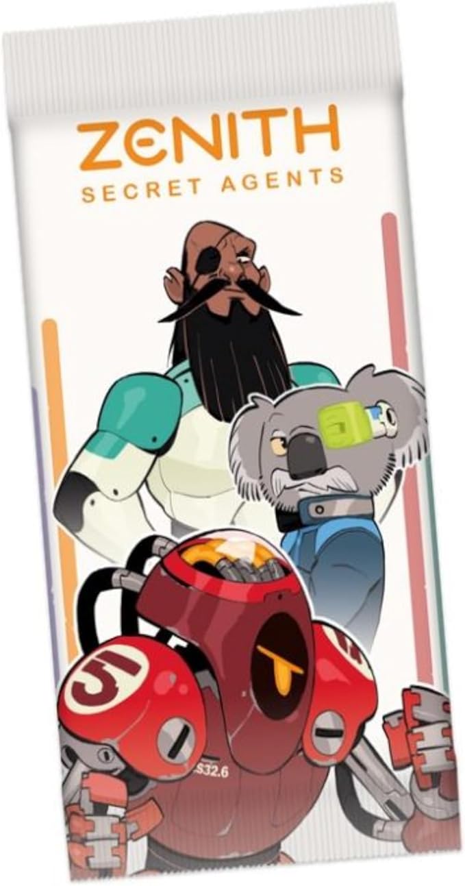 Zenith: Secret Agents, Expansión de Juego de Mesa, para 2 o 4 Jugadores, por Equipos, con Amigos, Familiar, para Parejas, Cartas, Robots, Planetas, Ciencia Ficción, Idioma Español, Edad +10 Años