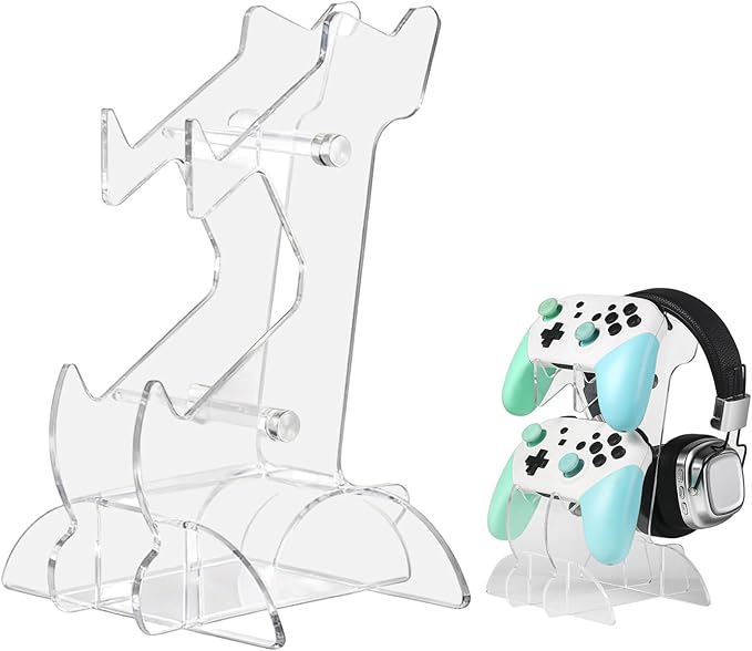Soporte Mando Acrílico, Soporte para Mando y Auriculares, Controller Holder para Mesa, Gamepads Porta Controller para PS5 PS4 Xbox, 1 Piezas, Transparente