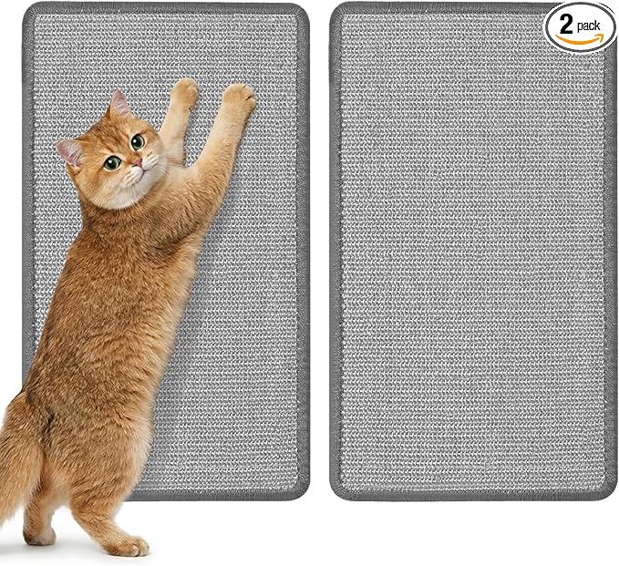 Gimars Pack de 2 Alfombra Rascador para Gatos de Sisal, 50x30cm Rascador Gato Natural, Estera de Rascadores de Gatos, Arranhador y Accesorios Mascotas, Color Gris
