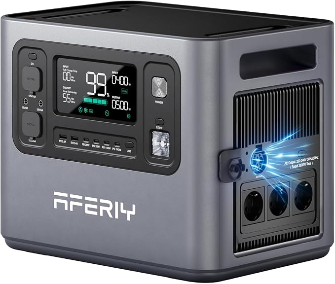 AFERIY 2800w Estación De Energía Portátil, 2048wh LiFePO4, Carga Rápida En 1 Hora, 13 Salidas, Onda Sinusoidal Pura 230V, Sai, Ampliable A 4096wh, Generador Solar Para Acampada Y Oficina En Casa