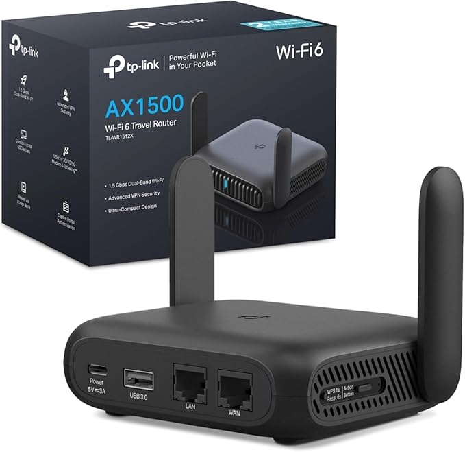 TP-Link TL-WR1512X Portátil - Router WiFi 6, AX1500, VPN, USB-C