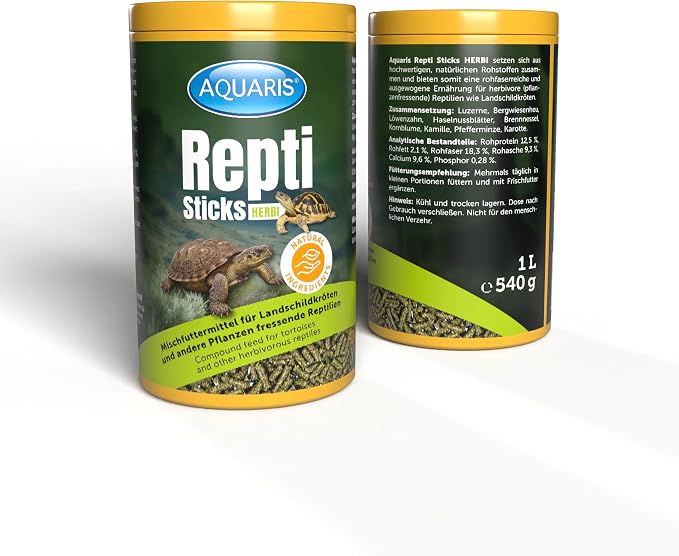 AQUARIS Repti Sticks Herbi – Comida Natural para Tortugas de Tierra y Reptiles herbívoros. Pienso Vegetal, Rico en Fibra y fácil de digerir – 1 L