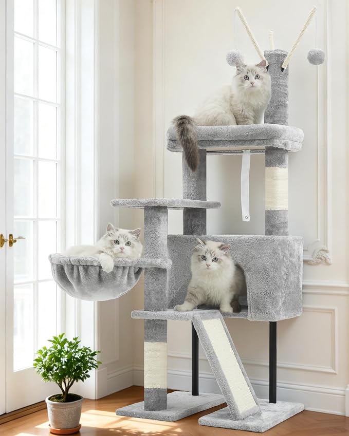 Gitelsnour Rascador para Gatos 125 cm, con Cueva,Plataforma Grande GCT006SW