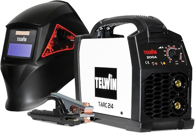 T-Arc 214 Soldadora inverter por Electrodo MMA 200A, con máscara de soldadura tipo casco y accesorios, máquina de soldar portátil compacta y sencilla, para mantenimiento y bricolaje doméstico, 230V