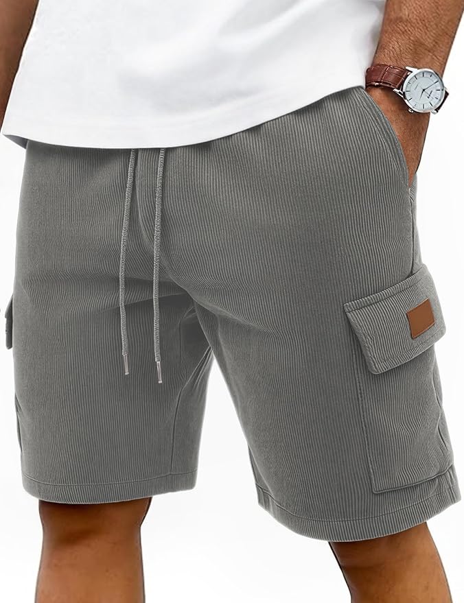 iClosam Pantalones Cortos Cargo Hombre de Pana Cintura Elástica