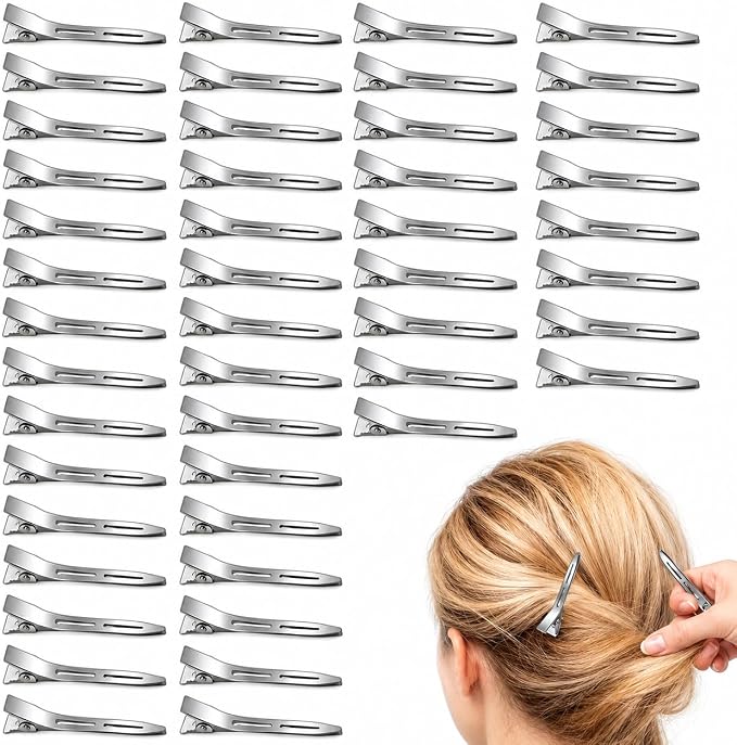 45PCS Pinzas de Pelo de Metal 5.5CM, Clips Profesionales de Estilismo para Peluquería, Duckbill Hair Clips Antideslizantes para Mujer y Niña, Accesorios de Peinado para Salón y Uso Diario
