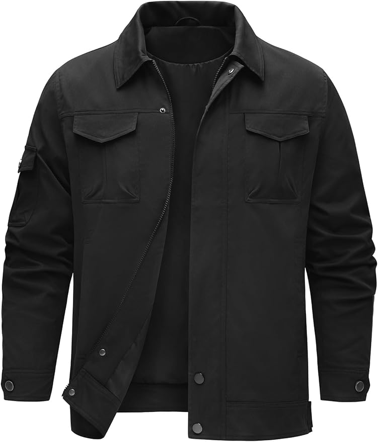 heekpek Chaquetas para hombre, ligeras, repelentes al agua, cortavientos, chaqueta cargo para senderismo