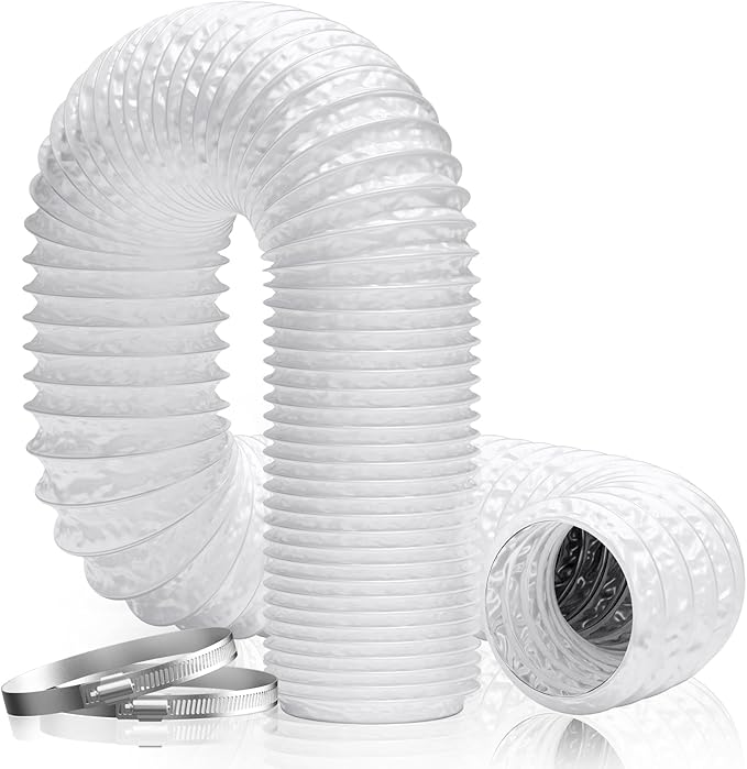 Hon&Guan Tubo de salida de 150 mm de diámetro, tubo de aluminio de PVC de 5 m con 2 abrazaderas para aire acondicionado móvil, secadora, ventilador de extracción, campana extractora, sistema de