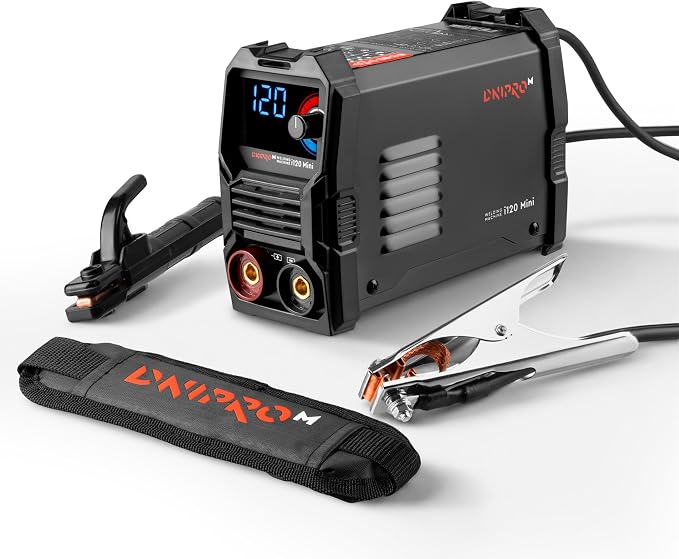 Soldador Inverter 120A MMA 2,06 kg con Tecnología IGBT, Hot Start, Arc Force, Anti Stick y VRD, Pantalla LED y Cables para Electrodos 1,6–3,2 mm – i120 Mini