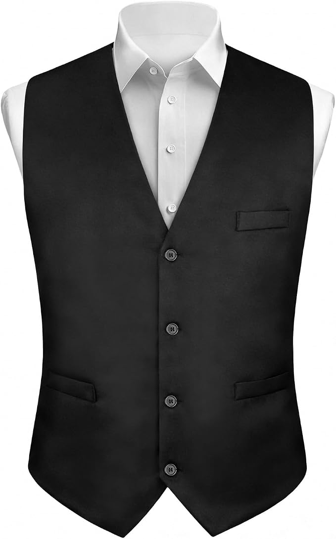 AUYAO Chaleco Formal Hombre, Ligero Delgado, Negro
