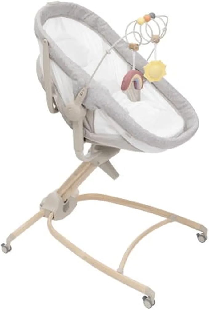 Chicco Baby Hug 4en1 Armonía, Cuna, Hamaca, Trona y Silla de Mesa 0-36 Meses, Altura Regulable con Pedal, Barra de Juego y Tela de Red para Circulación de Aire, Solución Ahorraespacio