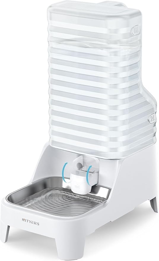 Dispensador Automático de Tazón de Agua para Perros con Grifo Patentado - Dispensador de Agua para Gatos de Gran Capacidad de 6L con Filtro y Base Ajustable, Boca Ancha para Fácil Limpieza, Exento de