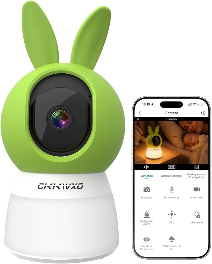 2K Camara Vigilancia Bebe, Camara Vigilancia WiFi Interior con Modo Luz