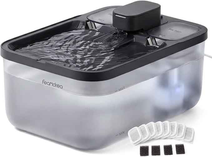 Feandrea Fuente de Agua para Gatos, Bomba Silenciosa, 4,5 L
