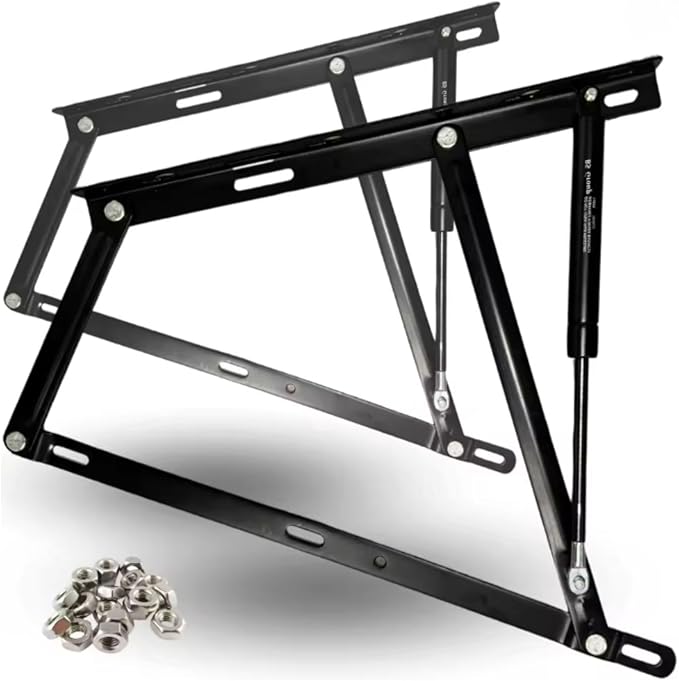 Bisagra Elevable con Pistón de Gas para Canapé Abatible, 150-1800N, Herraje Reforzado, Sistema Hidráulico Resistente, Amortiguador para Cama con Arcón (1800N)