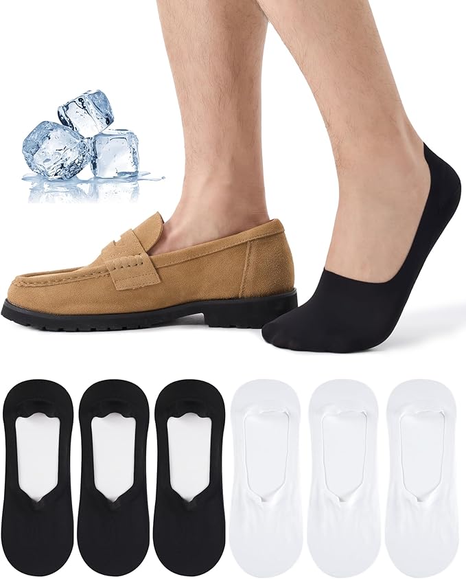 Calcetines Invisibles Hombre Transpirables, Pinkis Hombre Frescos con Doble Silicona Antideslizante, Calcetines Bajos Finos para Mocasines Náuticos Sneakers 6 Pares