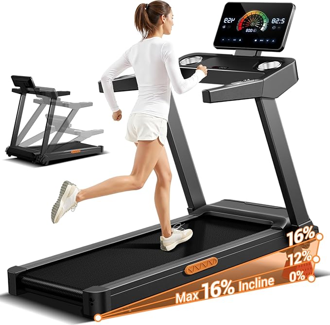 UMAY Cinta de Correr Plegable con Inclinación 16%, 14 KM/H, 3.5HP