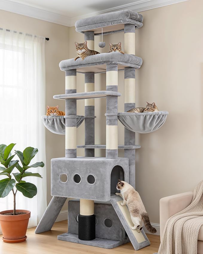 Hey-brother Rascador para Gatos, con 2 Cuevas, 2 Plataformas, MPJ085W