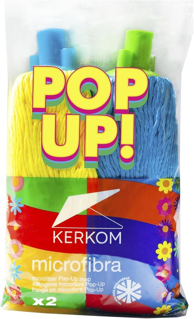 Duplo Fregona Microfibra Pop-UP | Tecnología de Filamentos Expansivos | Alta Absorción y Escurrido Fácil | Limpieza sin Huellas | Rosca Universal