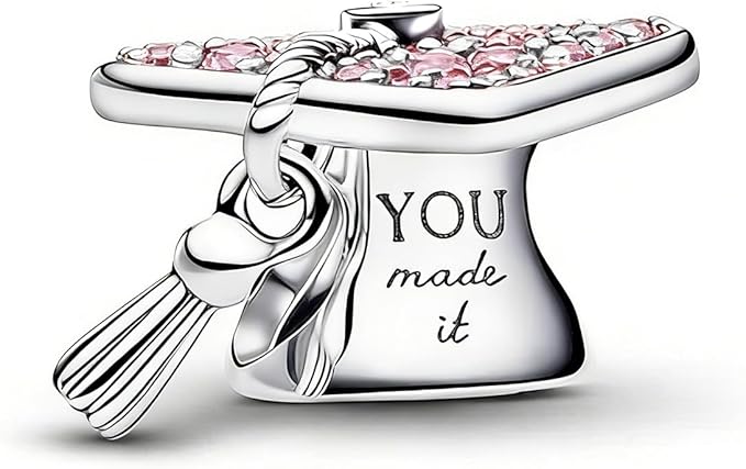 Graduación Pink Heart Búho Charms Abalorios Colgante Compatible Europeo Pulsera Collar,Graduacion Charm Para Mujer