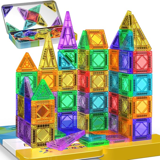 iKidiki 43 Piezas Juguetes Niños Niña 3 4 5 6 Años, Bloques Magneticos Construccion Niños Juegos de Viaje Regalos de Cumpleaños para Niños Regalos Niño 3-6 Años