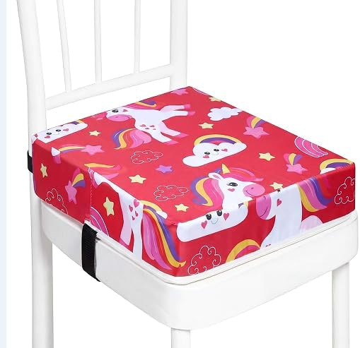 Vicloon Cojin Elevador para Silla Infantil, Silla Elevadora, Base Antideslizante, Alzador Elevador Silla para el Hogar y Los Viajes(Rosa Unicornio)