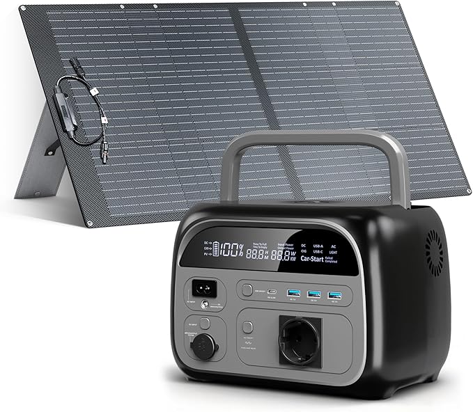 AP400 Estacion de energia portatil, 345Wh LiFePO4 con 100W Panel Solar, Carga Rápida 500W, Carga Rápida de 49min.de 0-80%,Generador Solar para hogar, caravanasa, campada, Hogar y Emergencias