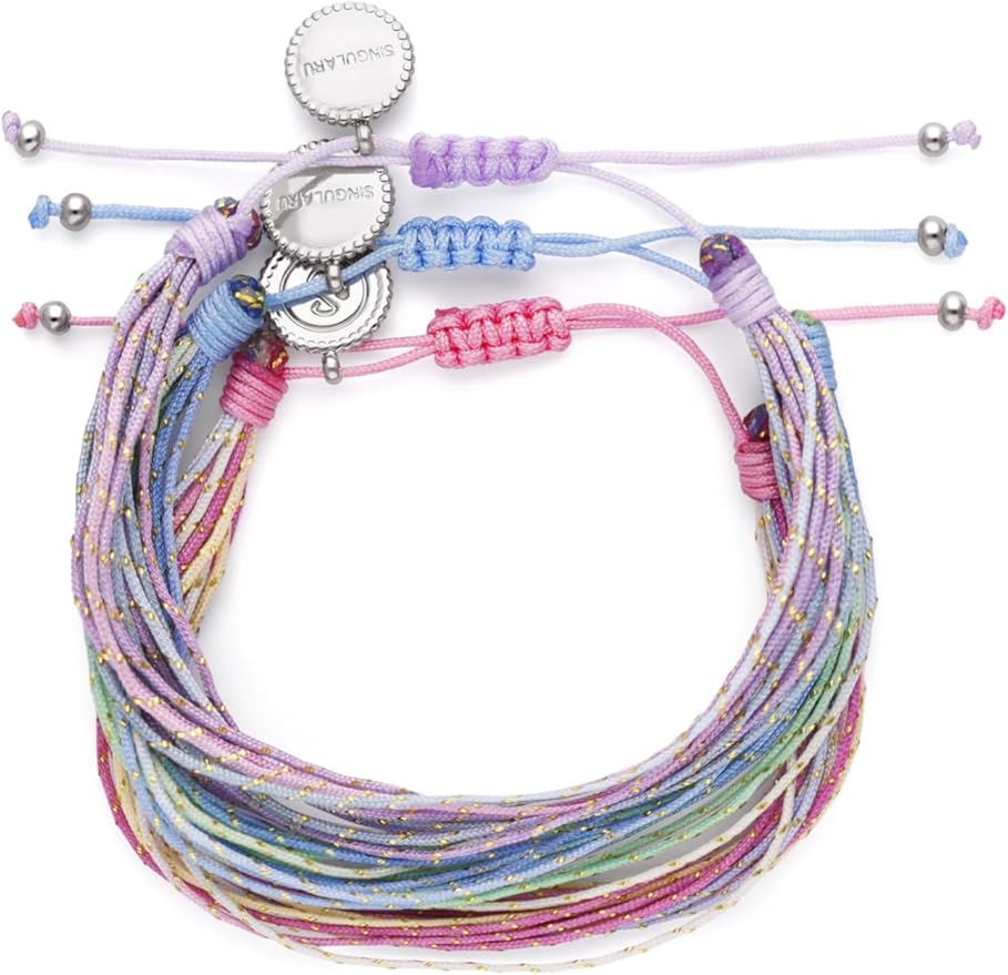 SINGULARU - Pack 3 Pulseras Spark. Acero y Cordón. Joyas Para Mujer.