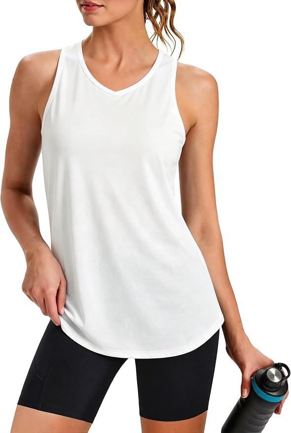 Camiseta de Tirantes Deporte Mujer Camisetas Sin Mangas Ligera Cuello V Tops para Yoga Gimnasio Running S-3XL