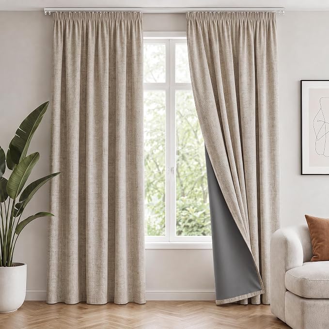 Deconovo Cortinas Opacas Térmicas Efecto Lino, 140x260 cm, 2 Piezas