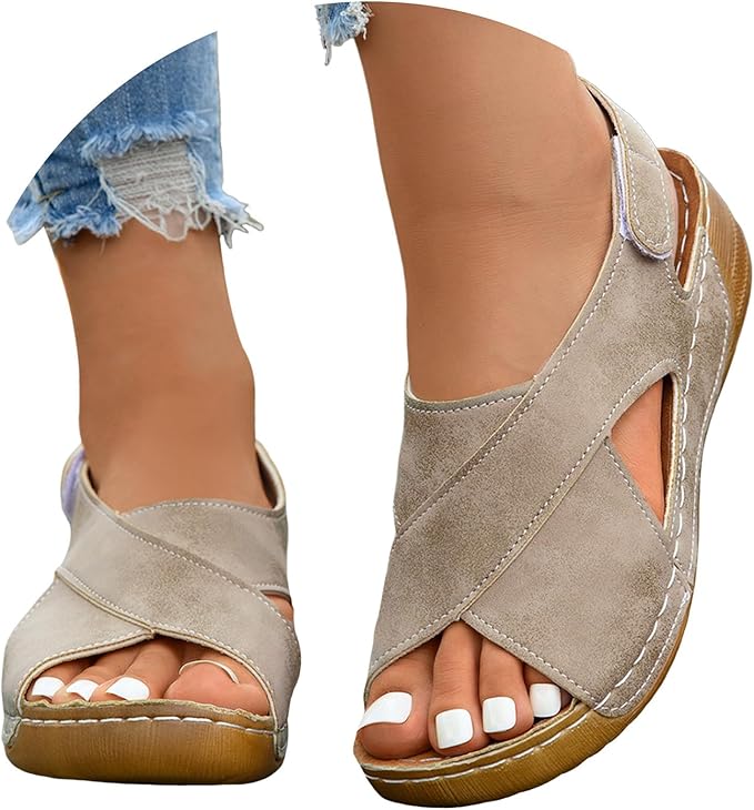 Sandalias Mujer Verano Ortopédicas Comodas Plataforma Zapatos Deportivas Antideslizantes Sandalia de Playa con Tacón de Cuña Zapatillas con Punta Abierta Transpirables para el Aire Libre 37-42