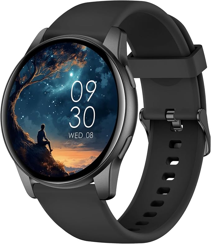 AcclaFit Reloj Inteligente Hombre Mujer con Llamadas Bluetooth, Smartwatch Esfera Redonda 1,38" con 147+ Modos Deportivos, Pulsómetro, Monitor de Sueño, IP68 Impermeable, Compatible con Android iOS