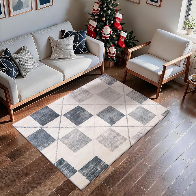Alfombras Salon Gris 80x120 Habitación Lavable Antideslizante